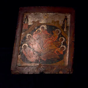 The Byzantine icon on the left, with the Islamic image on the right
