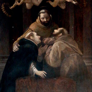 Paolo Guidotti, L’incontro dei Santi Domenico, Francesco e Angelo carmelitano, Roma, Basilica di San Crisogono, navata sinistra © Sailko 1 June 2016, copertina