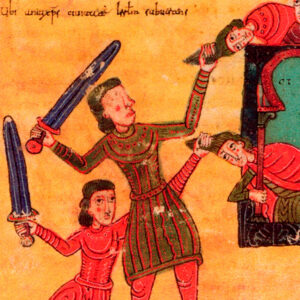 L’Antéchrist tue les deux témoins, Beatus de la Cathédrale de El Burgo de Osma, fol. 114r