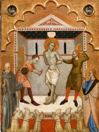 Iacopo di Michele detto Gera da Pisa, Flagellazione, 1370 circa, tempera e oro su tavola, cm 72 x 54, collezione privata, già Collezione Sestieri, proveniente da Pisa, Compagnia di San Giovanni Evangelista