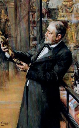Ferdinand Jean Luigini, Émile Guimet nel suo Museo, 1898. Olio su tela. Parigi, Musée Guimet - Musée national des Arts asiatiques