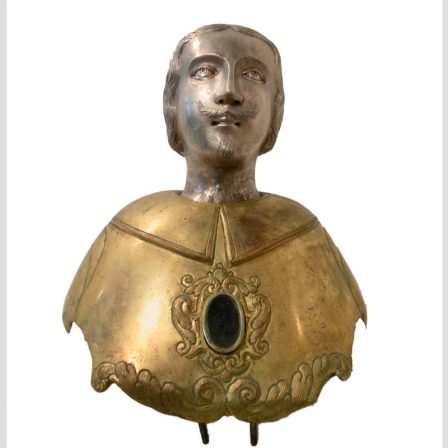 Argentiere siciliano, Reliquiario a busto di Santo (San Giorgio?), argento e rame, primo quarto del XVI secolo, San Mauro Castelverde, Tesoro della Chiesa Madre