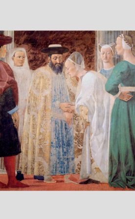 Piero della Francesca, Incontro di Salomone con la Regina di Saba, parte del ciclo di Storie della Vera Croce, 1452-1466, Arezzo, Basilica di San Francesco